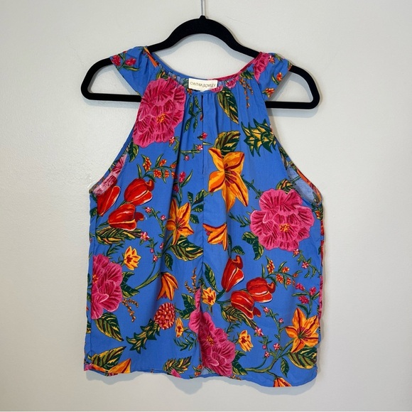 Cynthia‎ Rowley Floral Sleeveless Top Ruffle Sleeve Shirt V-neck Size Large NWT - Picture 1 of 16